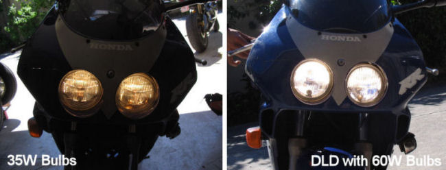 Dual light driver.  Before and after comparison. CBR250 Headlights